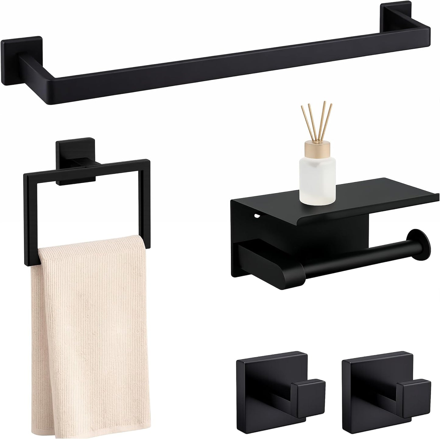 Set 5 Pzas Accesorios Baño Acero Inox Estante Pared