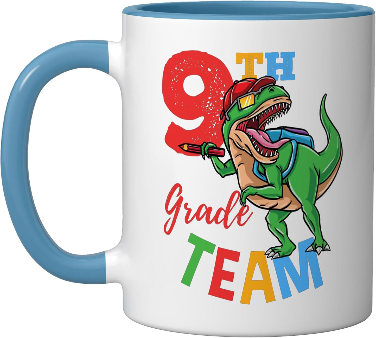 Taza Cerámica Dinosaurio T-Rex para Niños Azul Blanco
