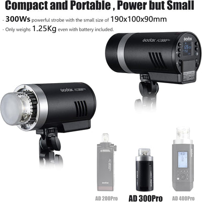 Luz estroboscópica exterior 300W TTL HSS bicolor batería litio