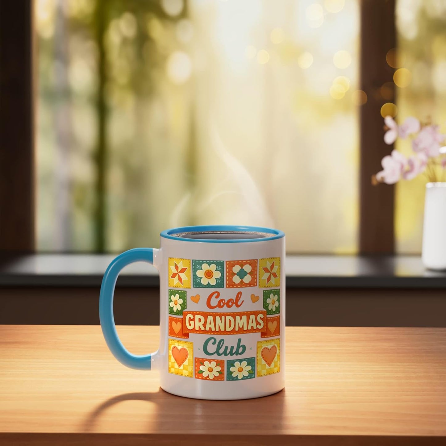 Taza Cerámica con Diseño Gráfico Azul/Blanco