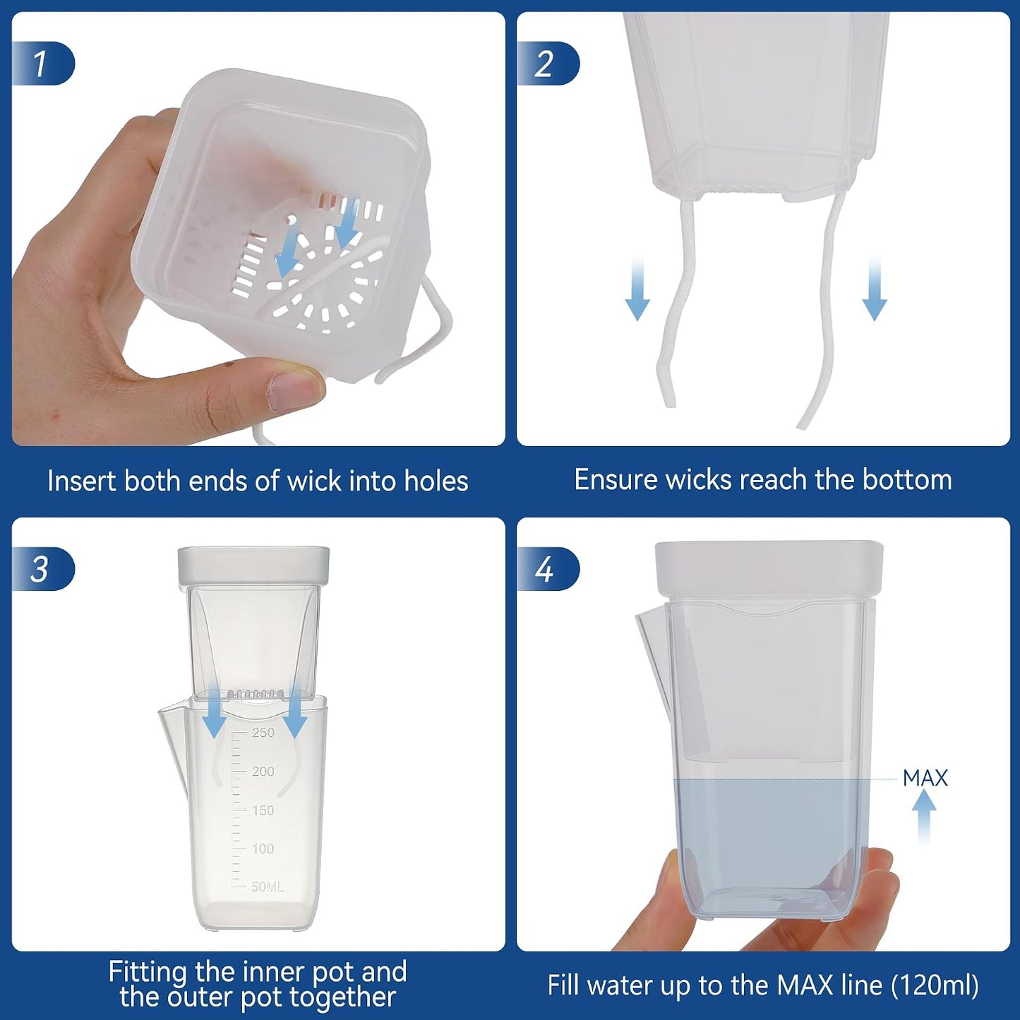 16 Macetas Plástico Transparente Riego Automático 2.5pulg