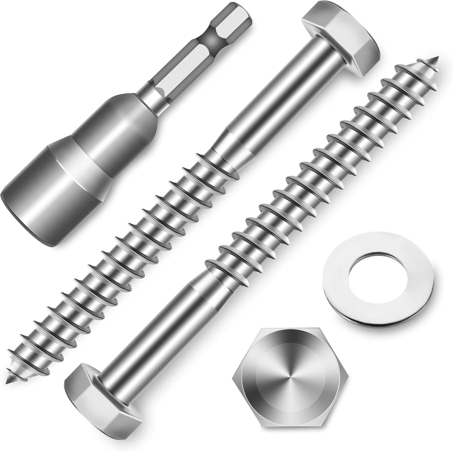 Tornillos acero inox 1/2x4 con cabeza hexagonal para madera