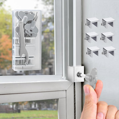 6 Pzas Cerradura Ventana Deslizante Aluminio Ajustable Antirrobo