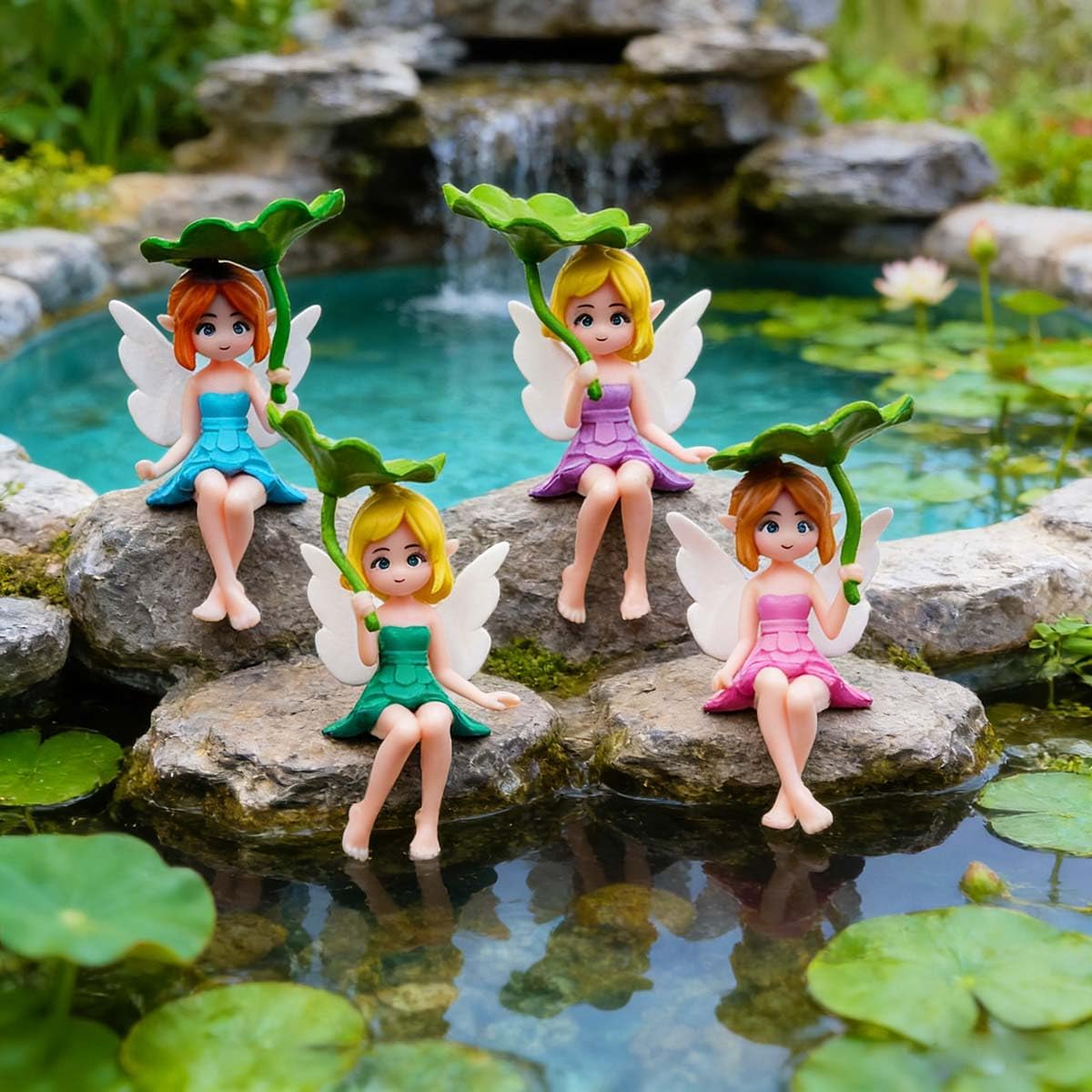 Figuritas hadas resina 4 pzas para jardín miniatura