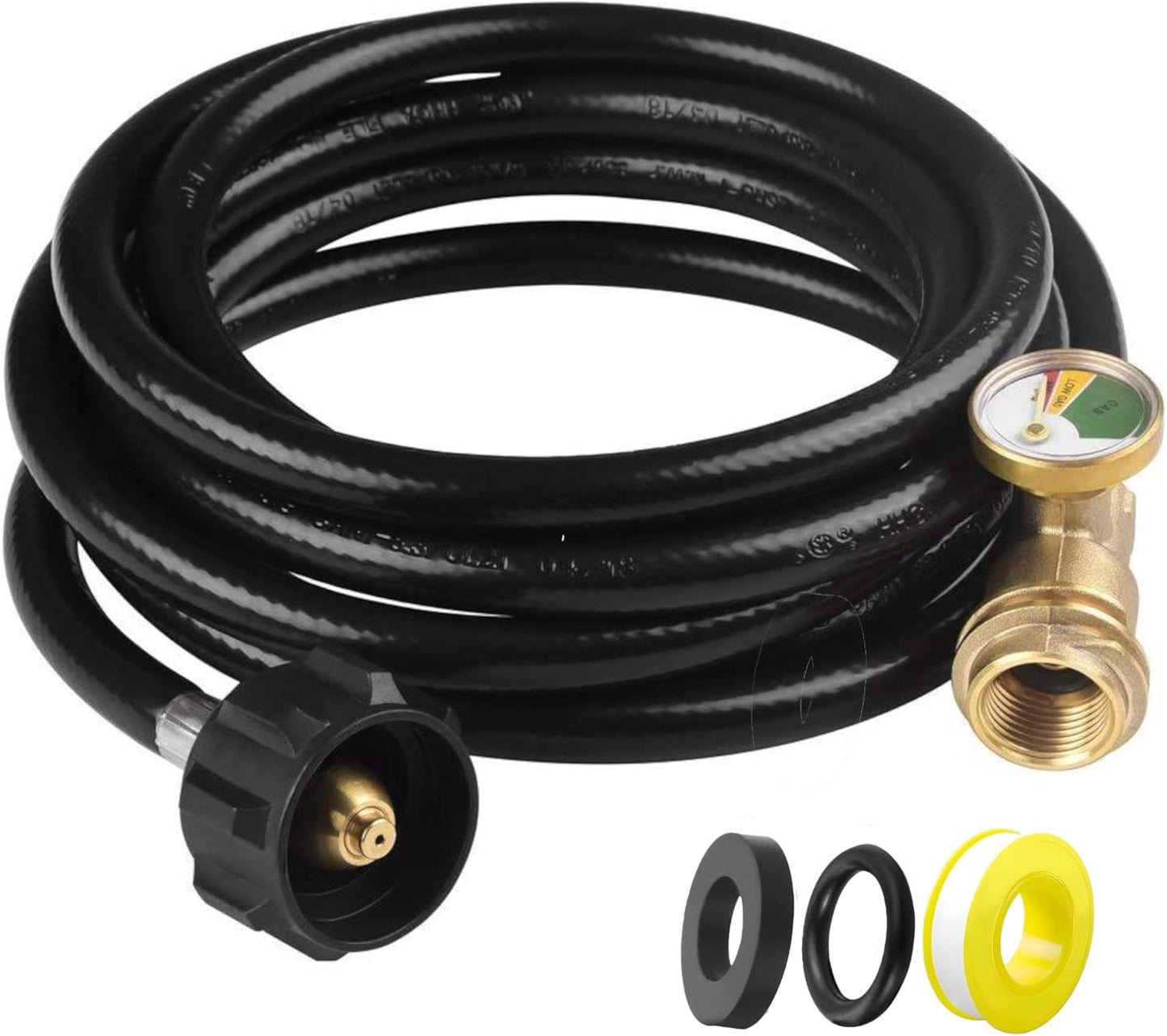 Manguera propano 12ft con manómetro para tanque LP 20-40lb RV