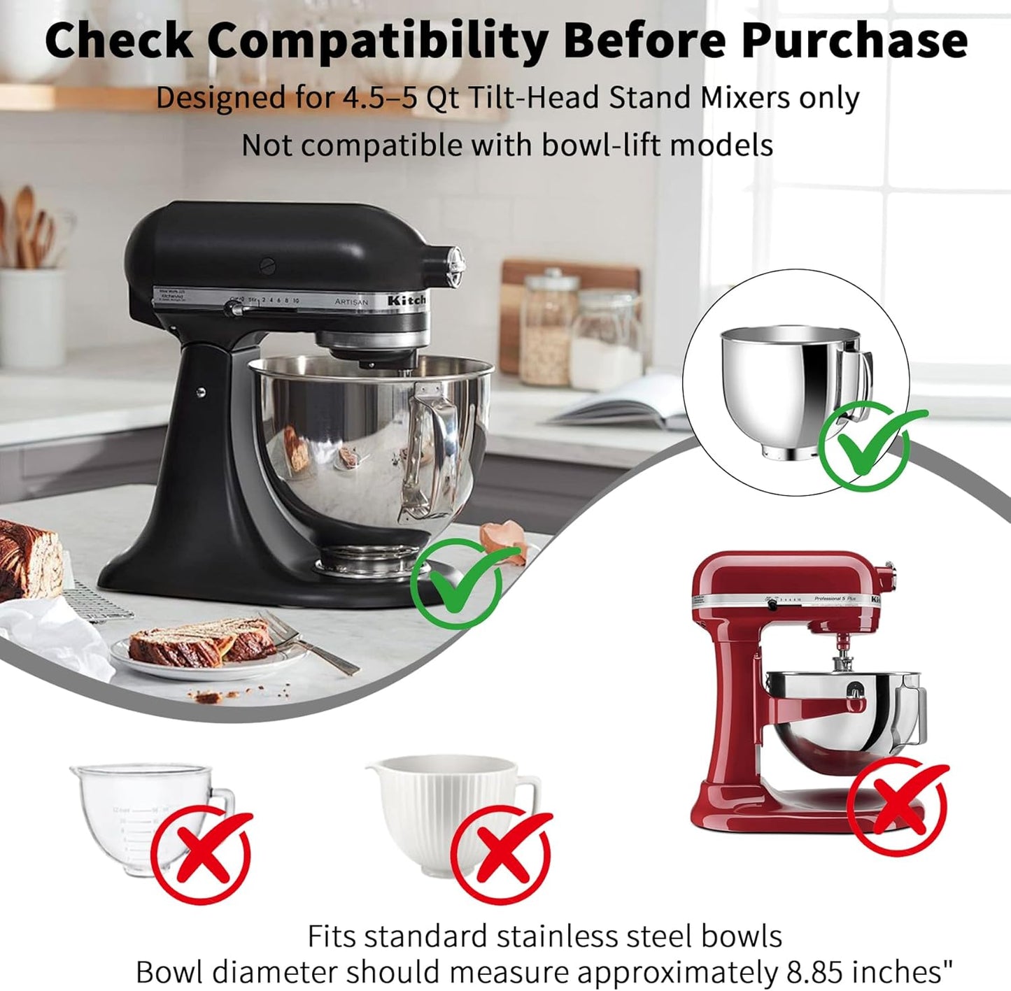 Cubierta para cuenco Kitchen Aid 4.5 a 5 galones con cabezal inclinable
