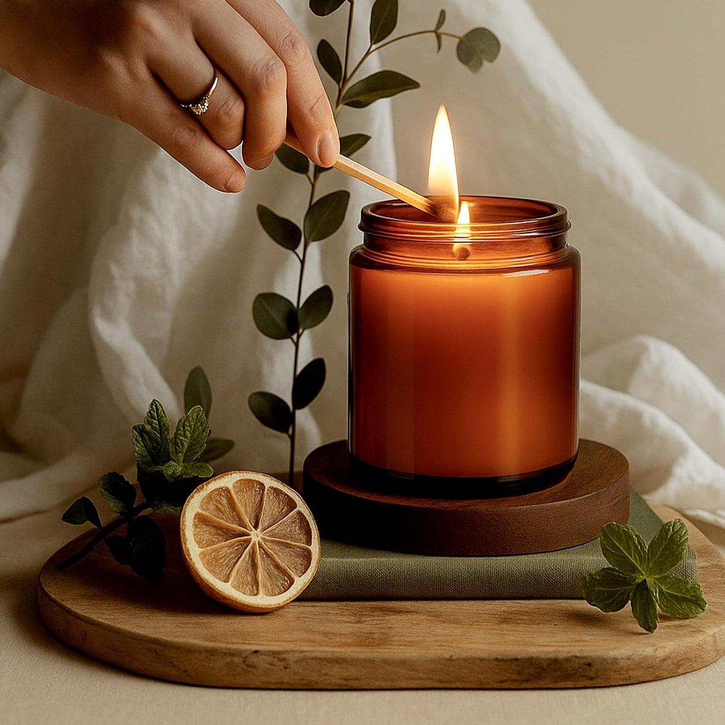 24 Pzas Tarros Vidrio Ámbar 8oz Con Tapas Para Velas Almacenamiento