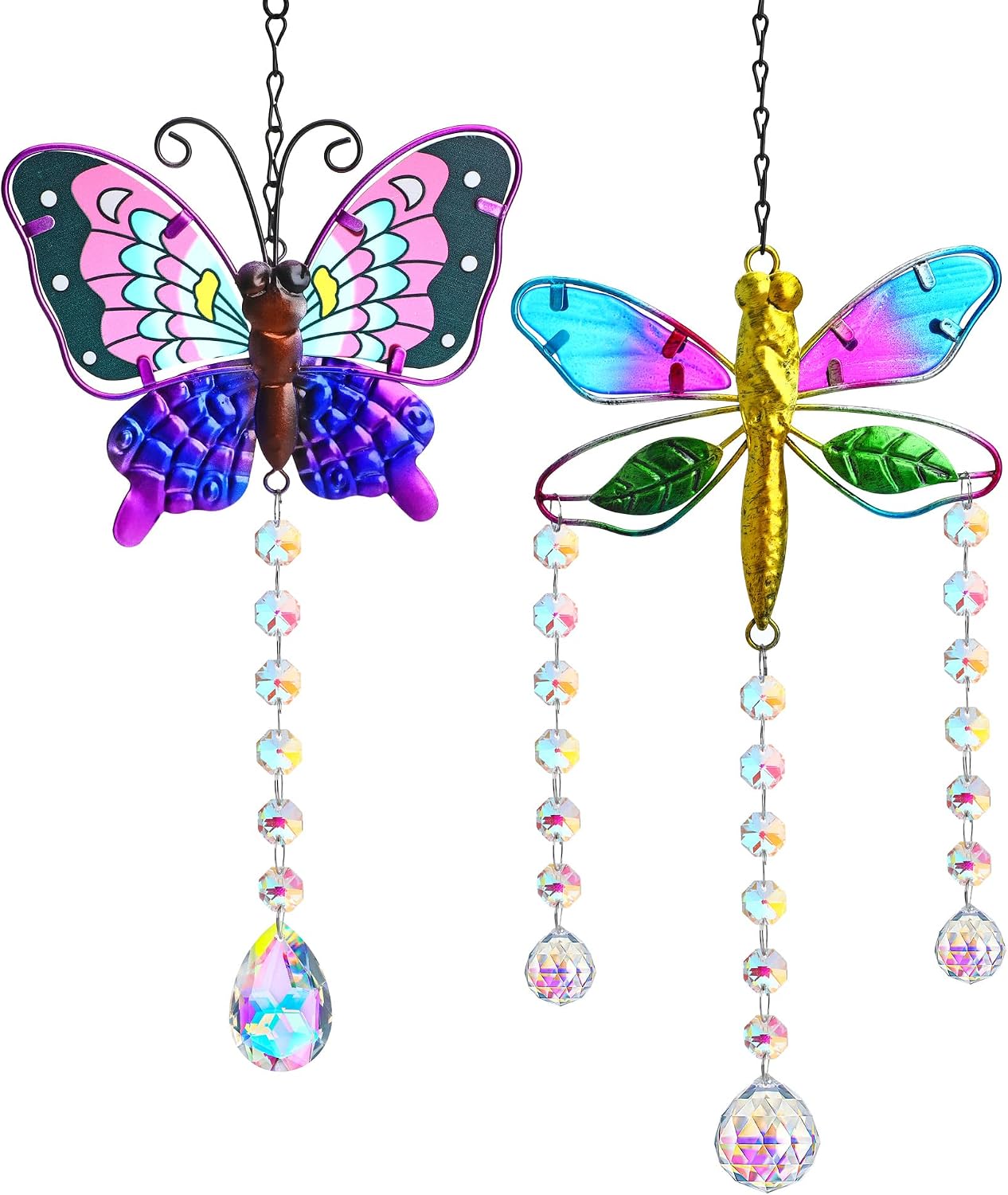 2 Atrapasoles Vidrio Manchado Colgante Jardín Navidad