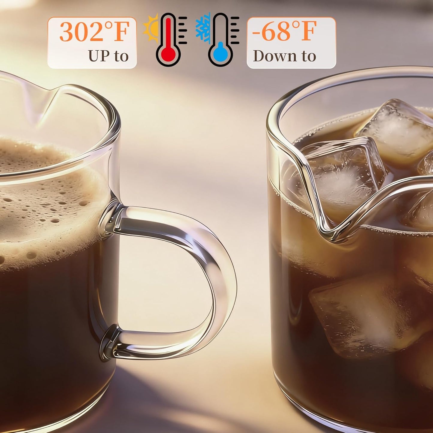 Tazas de café expreso de vidrio con doble vertido, paquete de 2