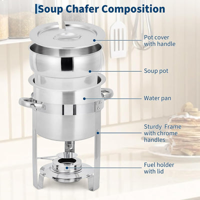 Set 4 Calentadores Sopa Acero Inox 11qt Con Tapa