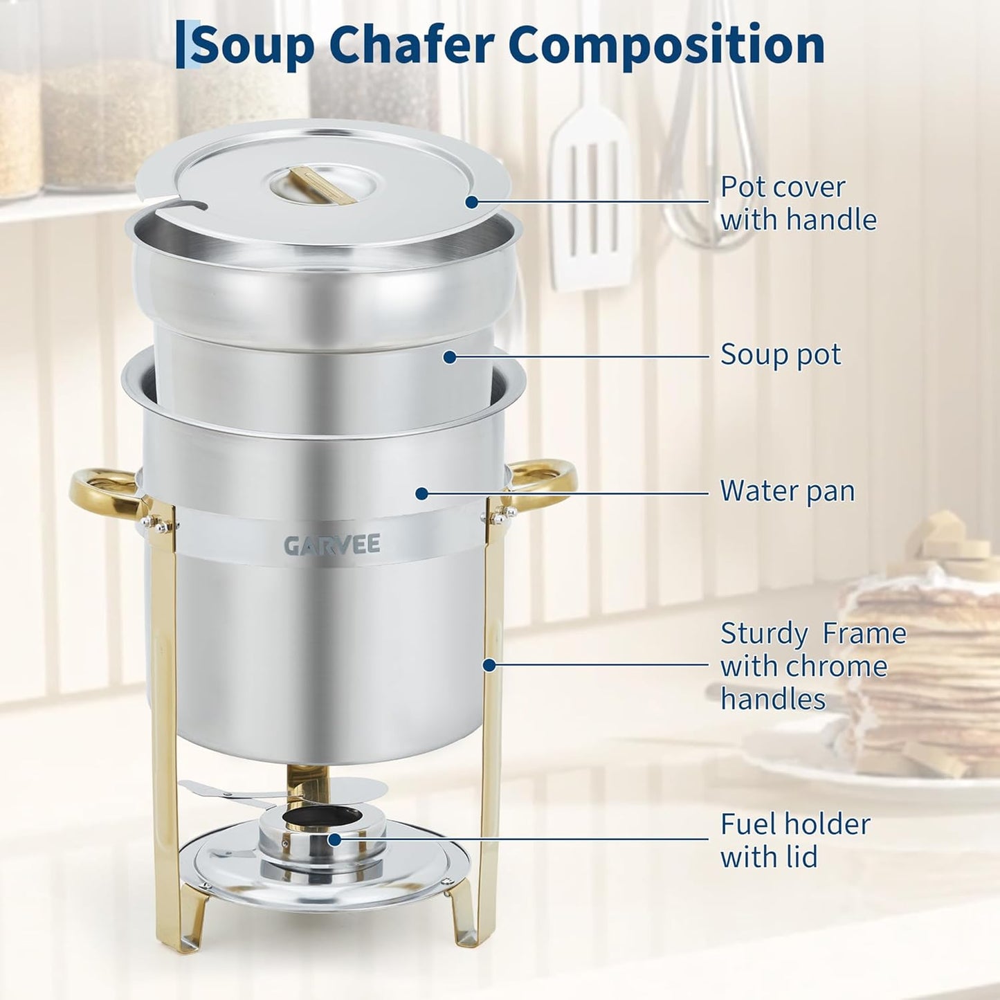 Set 2 Calentadores Sopa Redondos 11qt Acero Inox