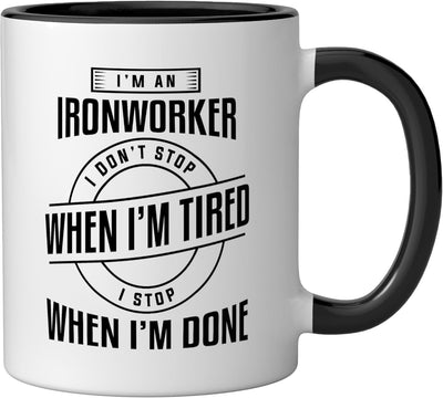 Taza de cerámica negra/blanca I'm An Ironworker