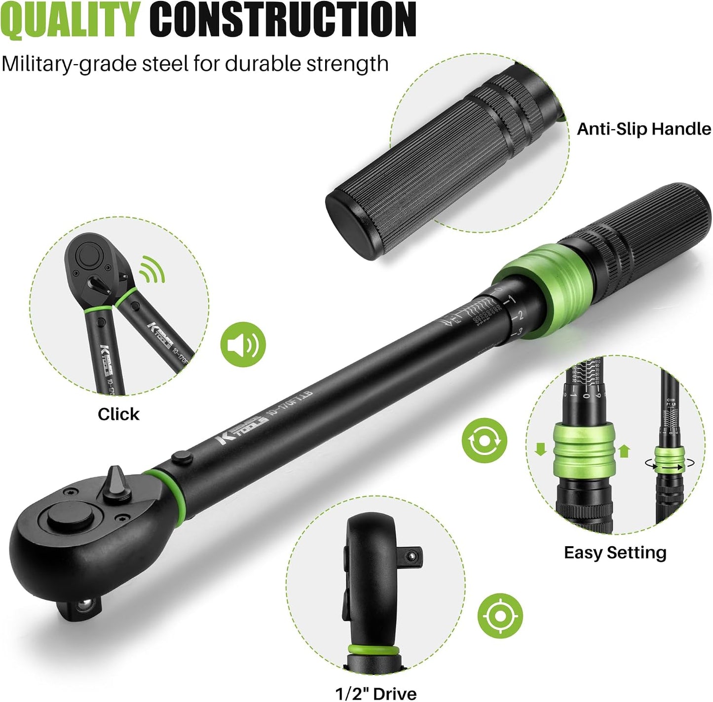 Llave dinamométrica 1/2 pulg 10-170 ft-lb