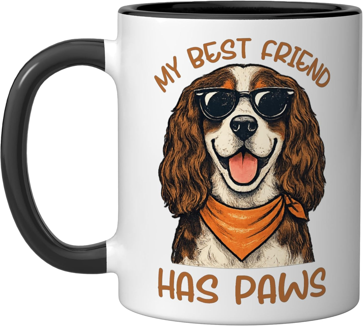 Taza Cerámica Perro Amante Con Paws Negro/Blanco