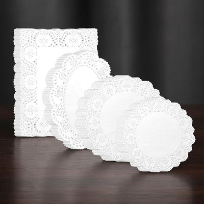 80 Pzas. Doilies de Papel Blanco Talla Variedad para Mesa Postre