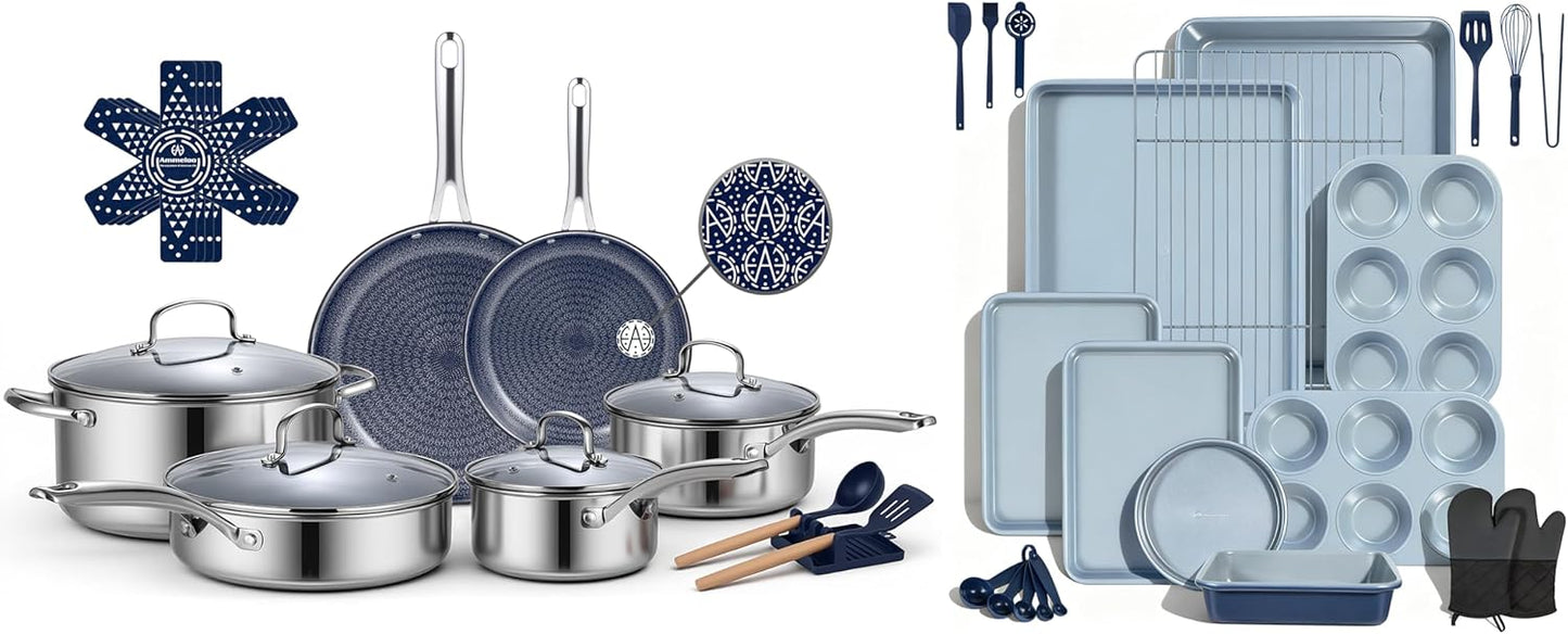 Set 17 Pzas Utensilios Acero Inox Moldes Hornear