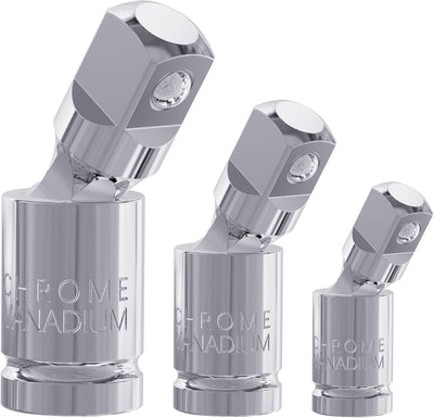 Set 3 Adaptadores Enchufe Giratorio 1/4-1/2 Pulg Acero