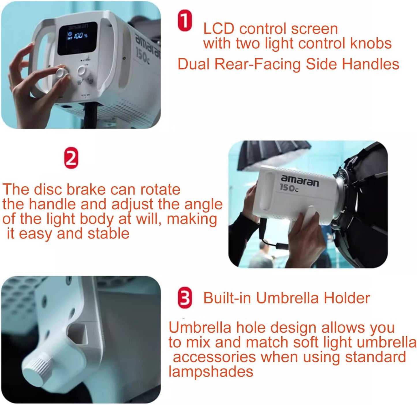 Luz vídeo COB RGBWW 150W 2500K-7500K CCT control APP