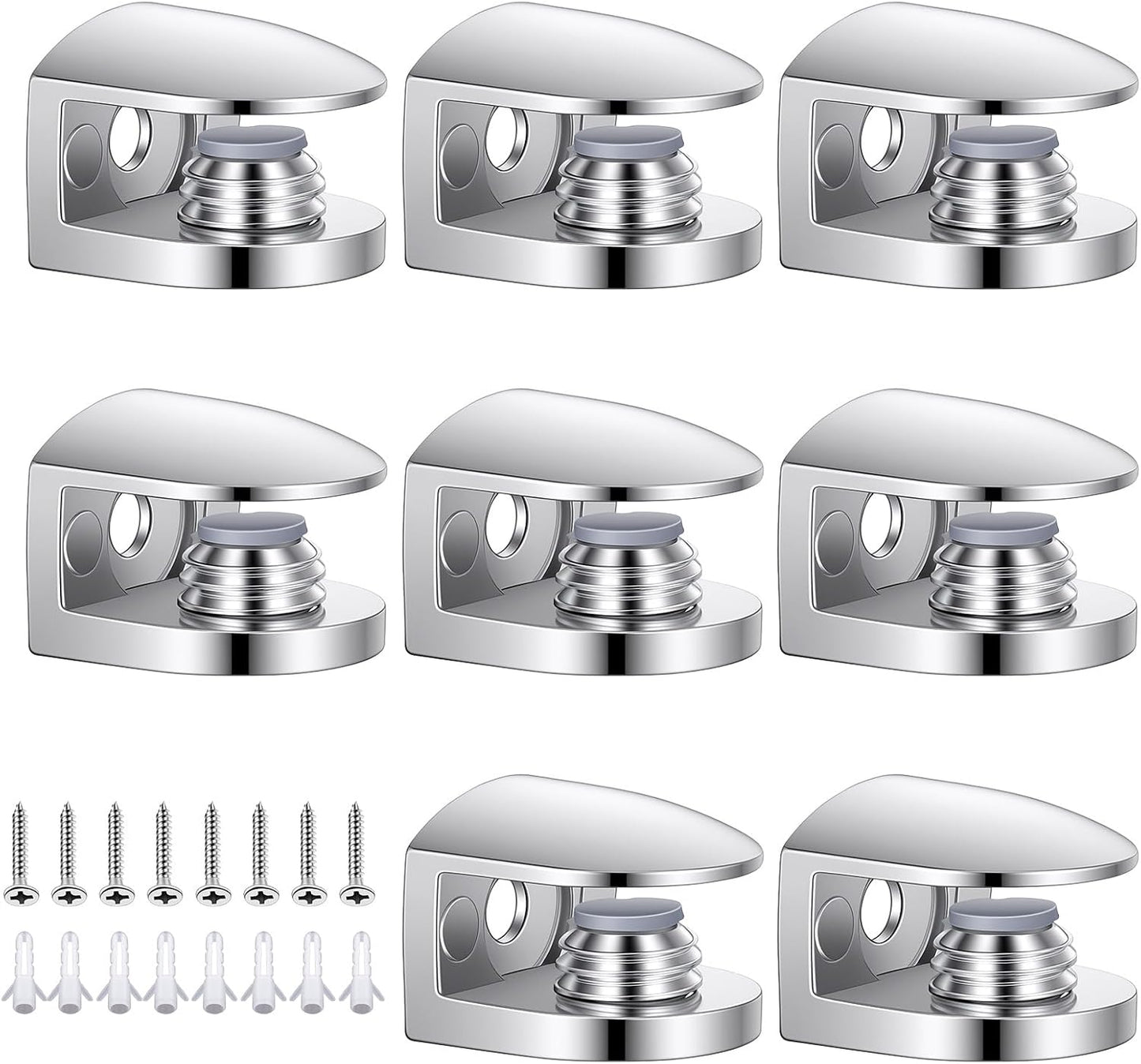8 Soportes Vidrio Acero Inox Abrazaderas Ajustables Sin Marco