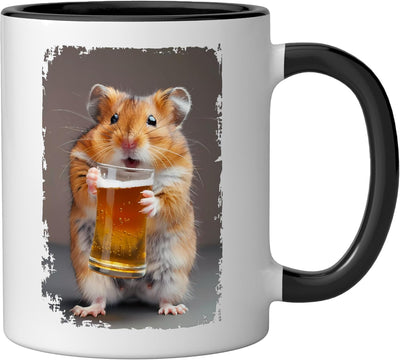 Taza cerámica para cerveza hamster negra/blanca