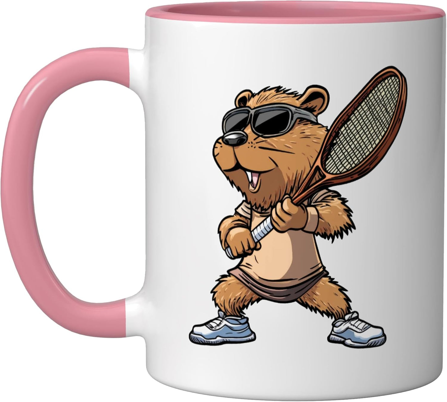 Taza Cerámica Beaver Rosa/Blanca