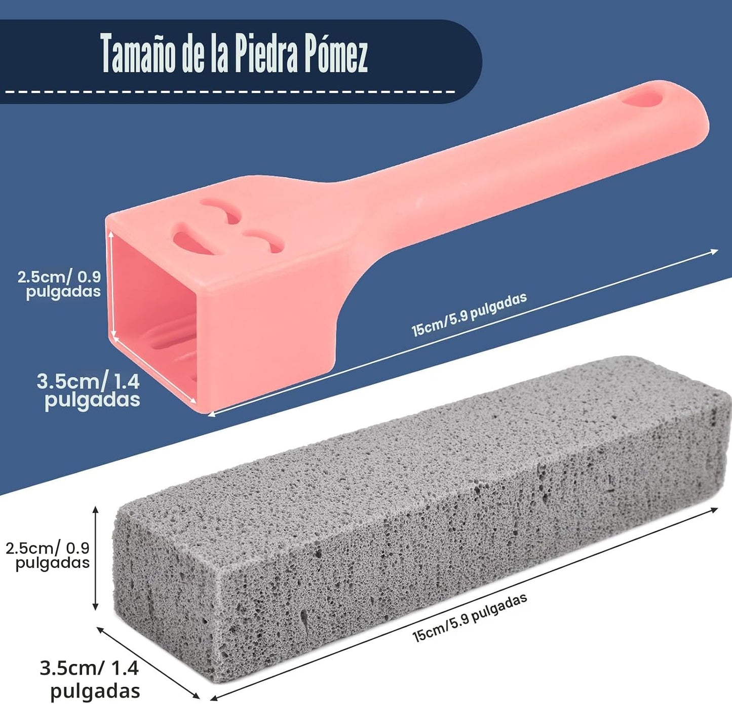 10 Cepillos Pómez con 2 Mangos Universales para Inodoros Baños