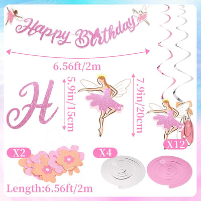 Decoración fiesta ballet con flores papel y pancarta
