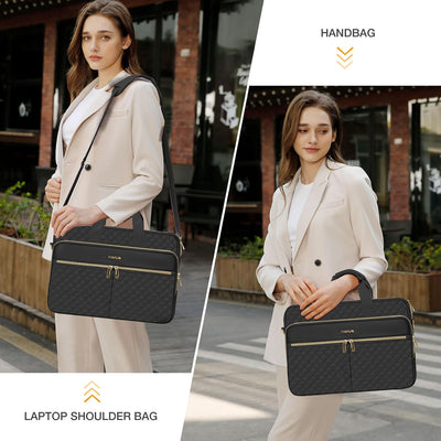 Bolsa laptop 17-17.3pulg cuadrada acolchada 3 bolsillos negro
