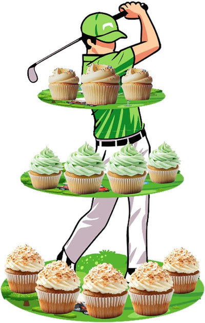 Soporte para cupcakes de golf 3 niveles, soporte para tartas decoración fiesta temática