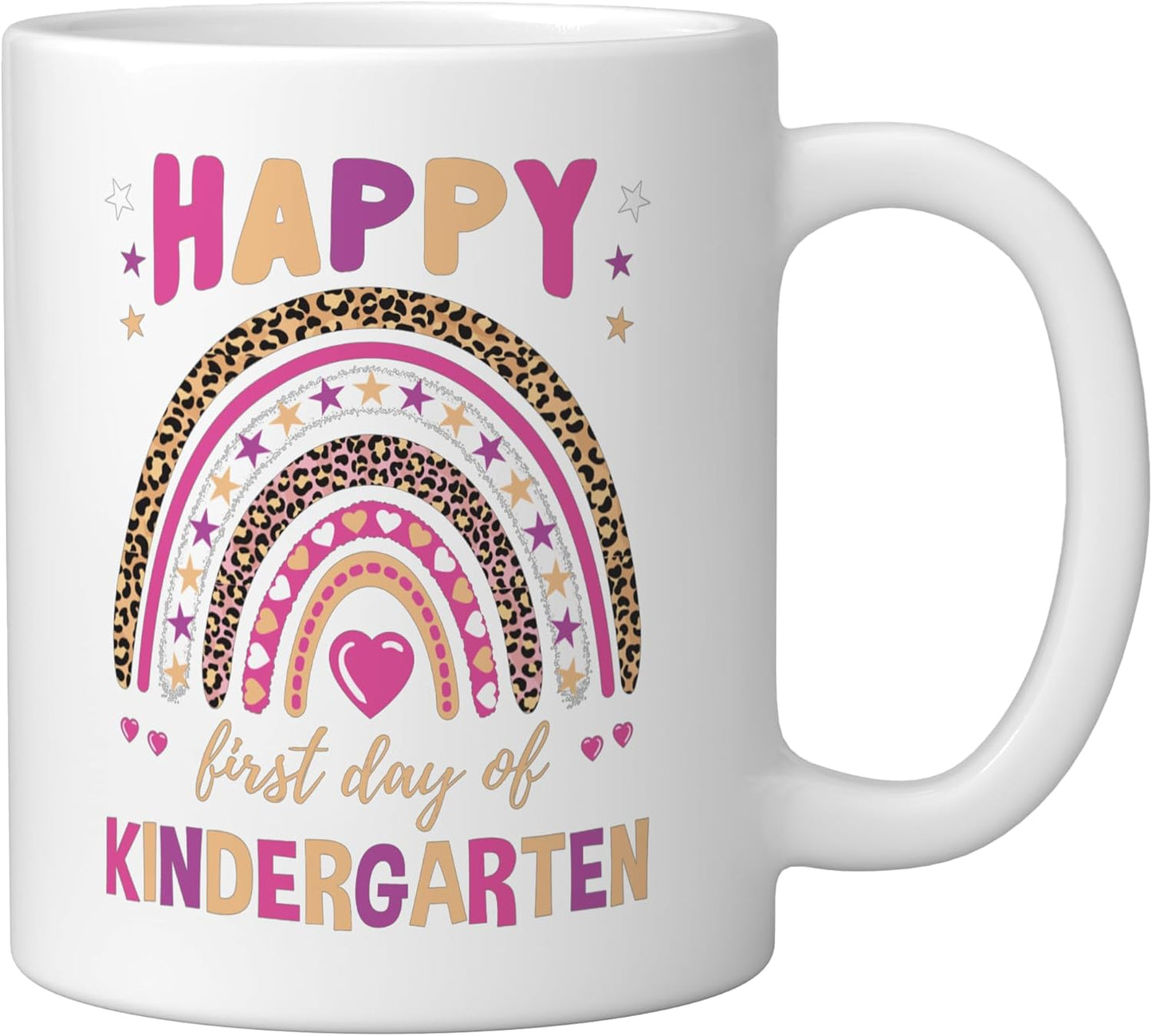 Taza cerámica leopardo arcoíris para primer día de kindergarten