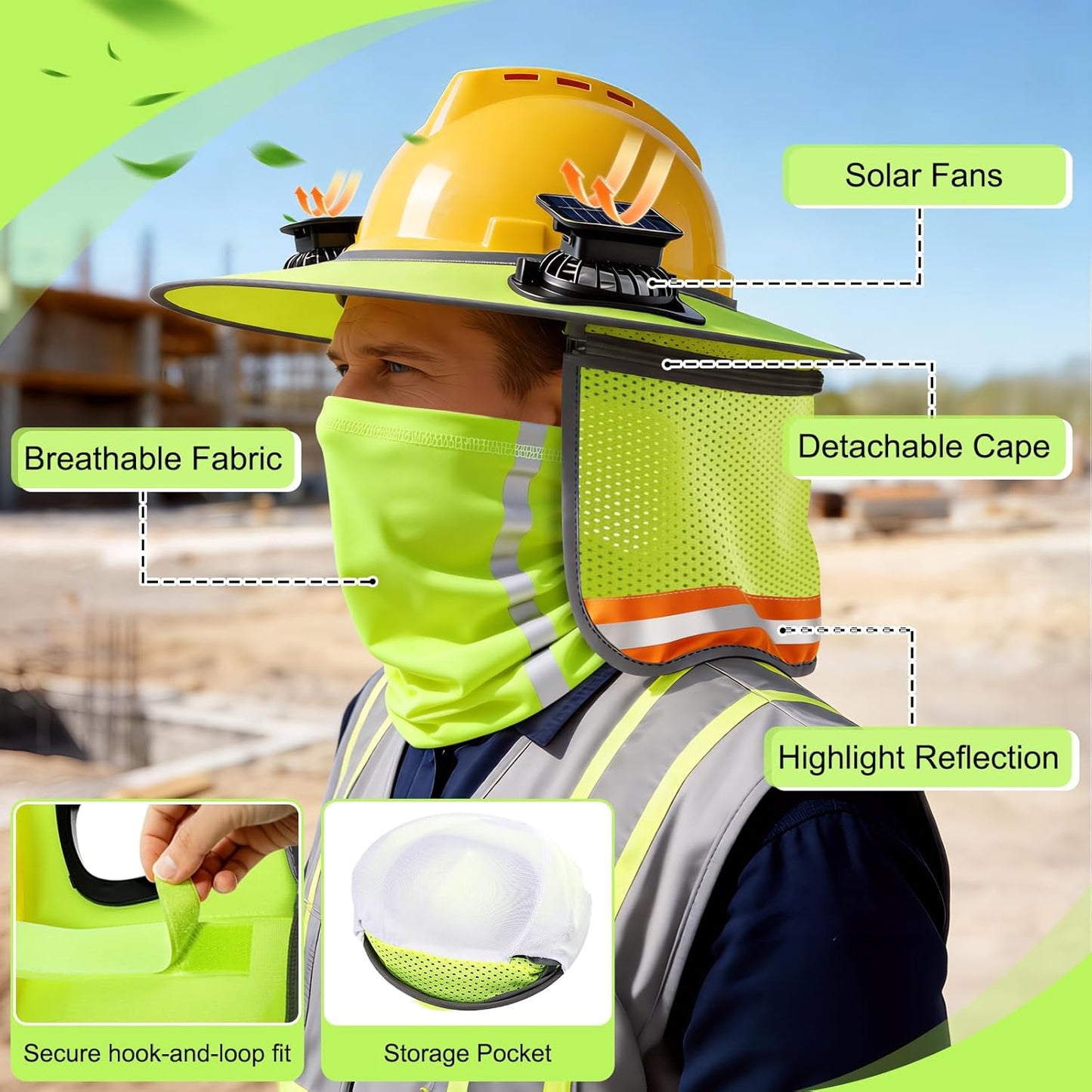Visor sol para casco con capucha y gaiter reflectante