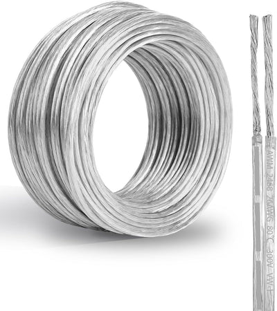 Cable cobre PVC 26 AWG 30pies 2 conductores transparente flexible