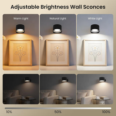 3 Apliques LED pared inalámbrica con control remoto y recargable