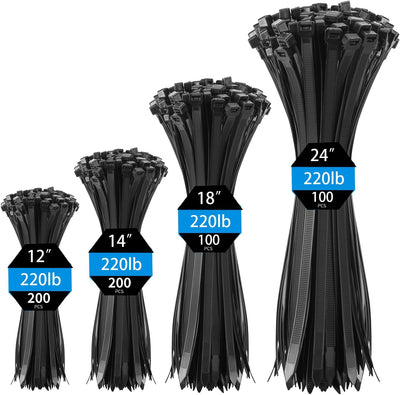 Bridas plástico negras 12-24pulg 600uds uso interior