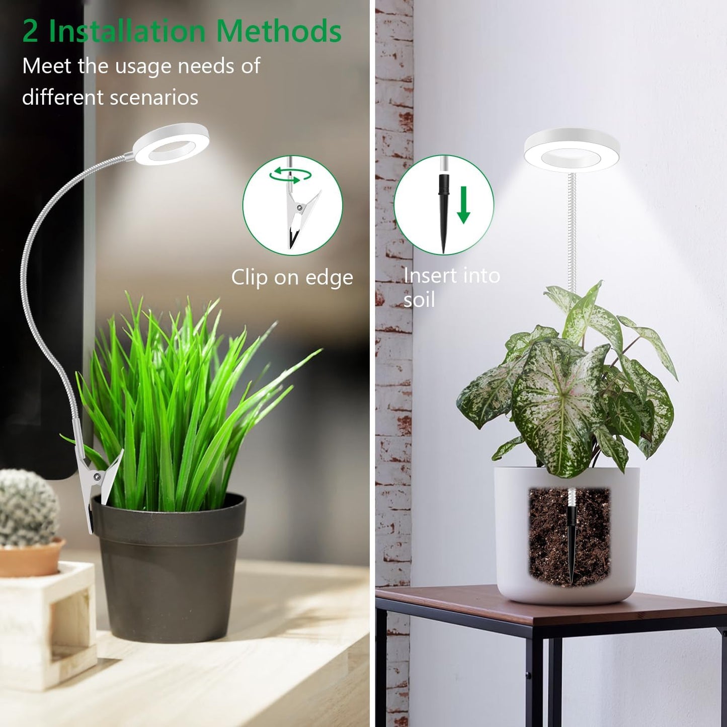 Lámpara LED cultivo plantas interior 3 modos luz blanco