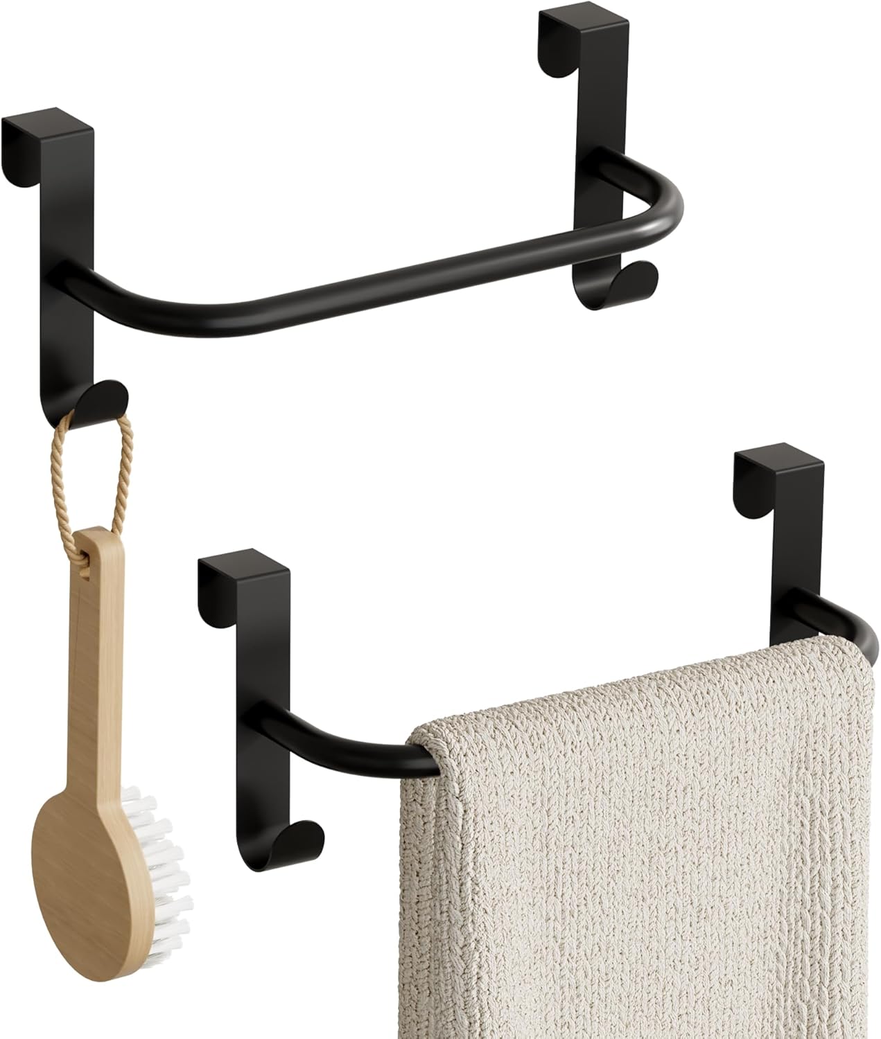 Toallero negro sobre mueble 8pulg con 2 ganchos 2 pzas