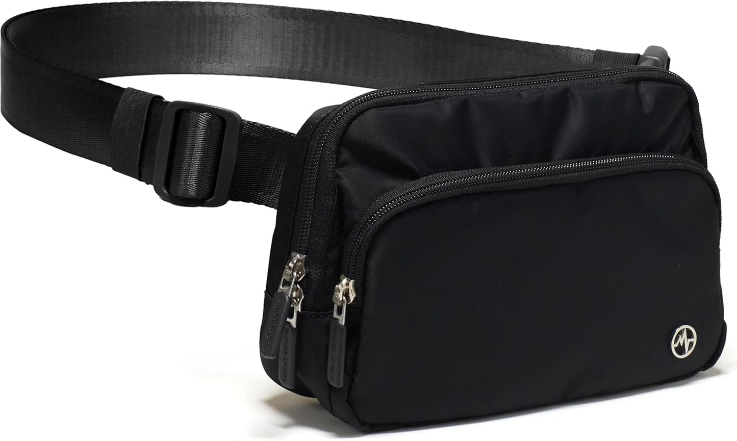Riñonera cruzada nailon 6 bolsillos ajustable viaje Negro