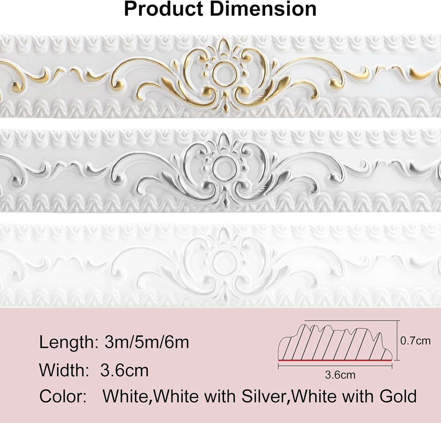 Moldeo autoadhesivo 3D para espejo y decoración