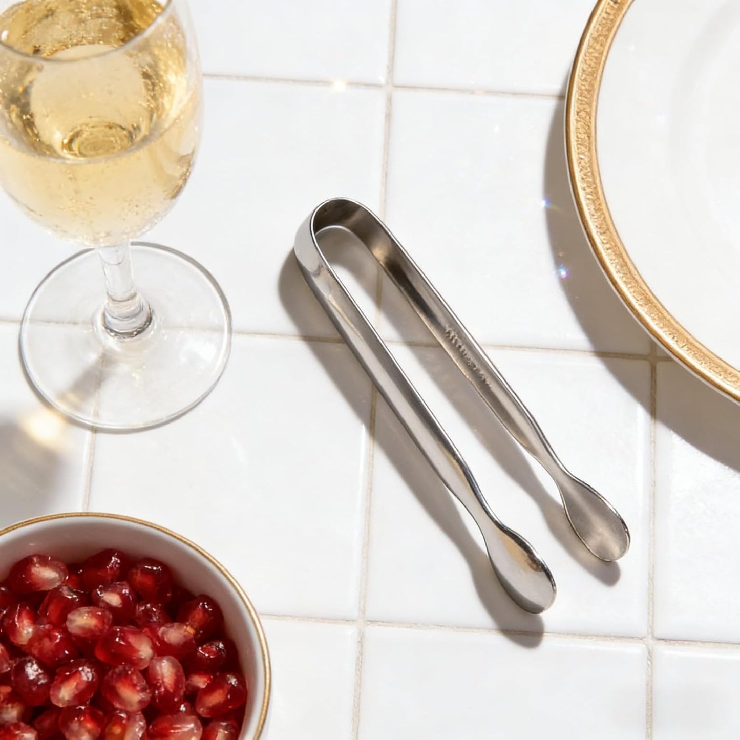 Pinzas pequeñas plateadas de acero inoxidable 304 para aperitivos y fiestas