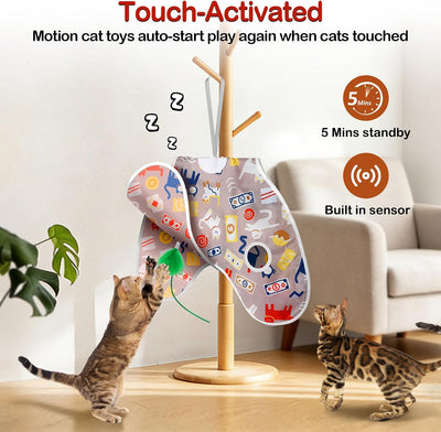 Juguetes interactivos para gatos con plumas ocultas rosa