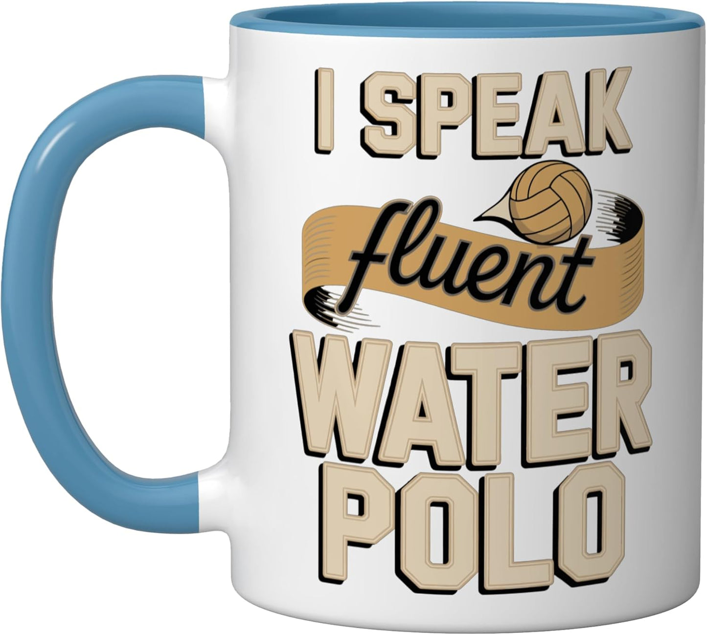 Taza Cerámica Frase Agua Poli Deportivo Azul Blanco