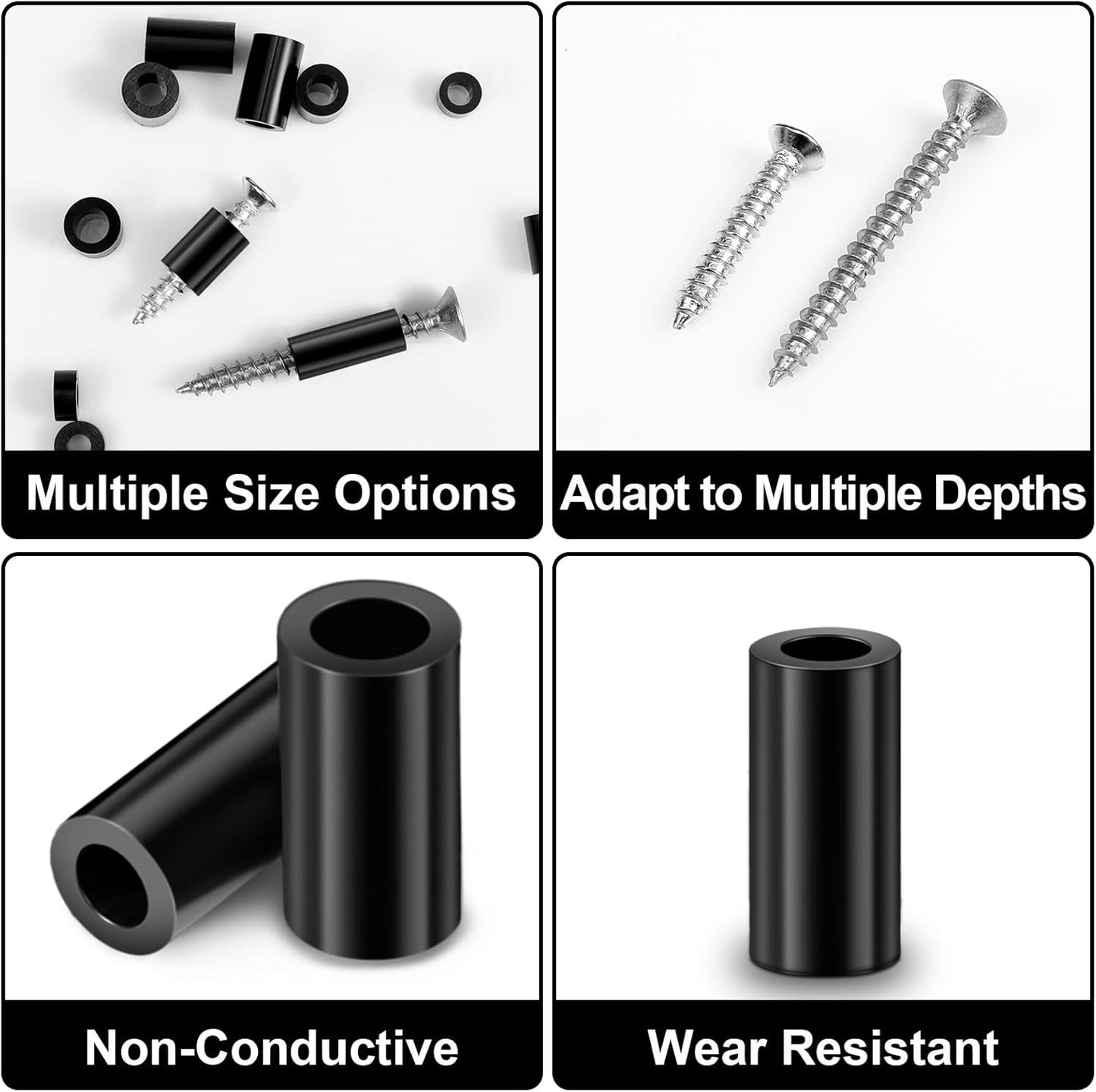 Kit 300 Pzas Espaciadores Redondos Negro M6 M8