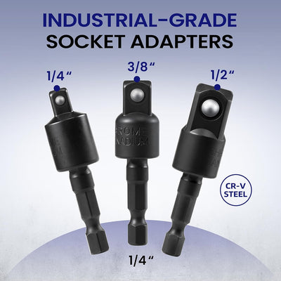 Set 4 brocas flexibles 105° adaptador 360° 1/4-1/2pulg