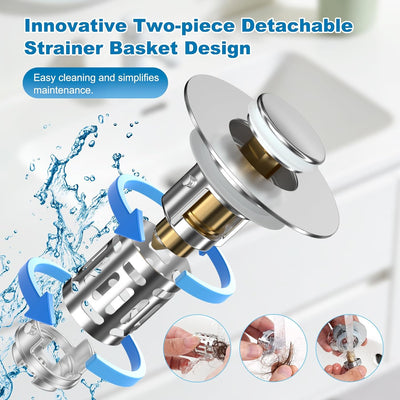 Colador drenaje baño tapón 3en1 con cesta acero inox