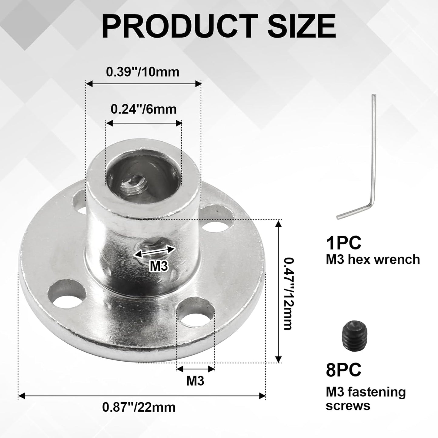 4 Conectores Brida 0.236pulg Eje Rígido para Impresora 3D