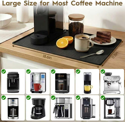 Tapete de café con bordes elevados de silicona 11.5 x 18.6 pulgadas