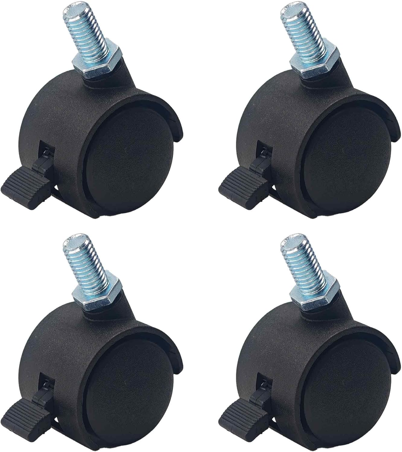 4 Pzas Ruedas Giratorias Plástico con Freno M8 para Muebles