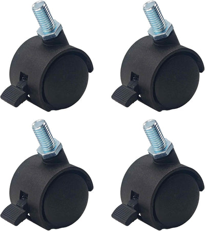 4 Pzas Ruedas Giratorias Plástico con Freno M8 para Muebles
