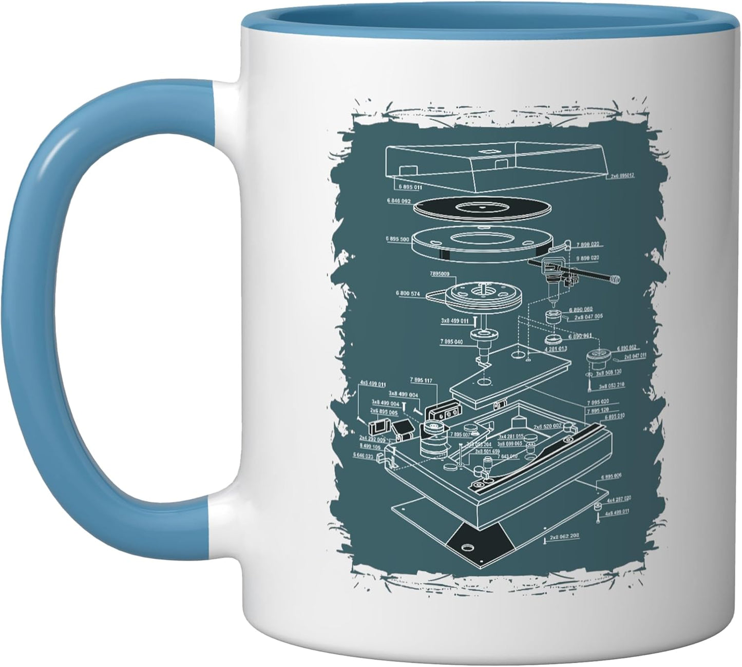Taza Cerámica Dj Techno Música Azul/Blanco