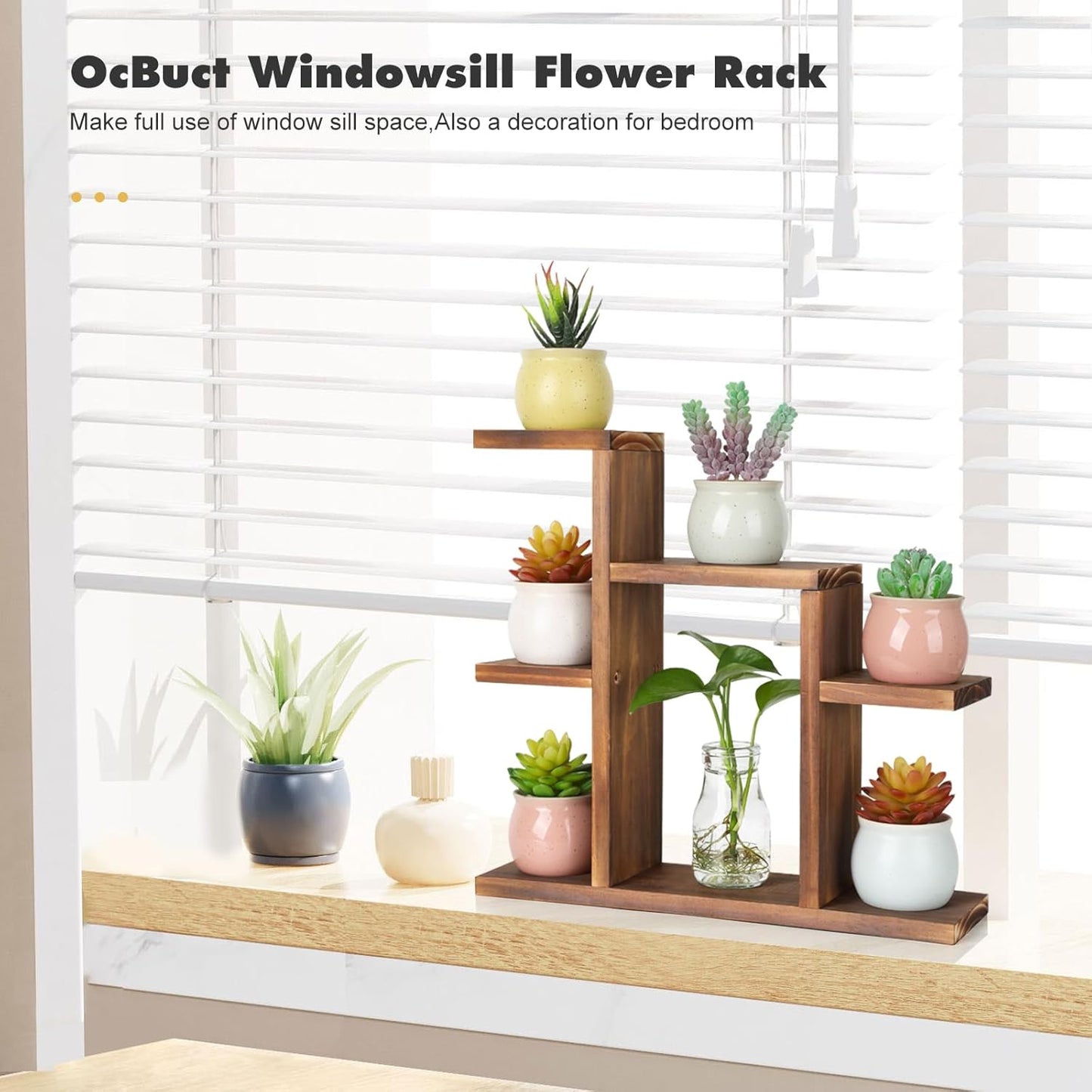 Soporte 7 niveles para plantas escritorio madera
